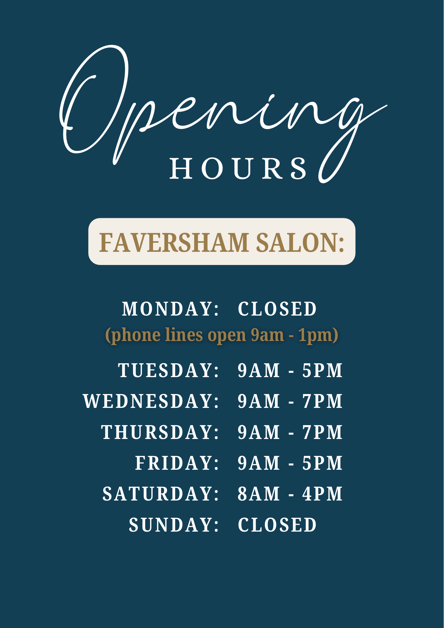 Opening hours Faversham